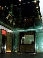 This is the lobby of the W Hotel in Times Sqaure...that's water up yonder...